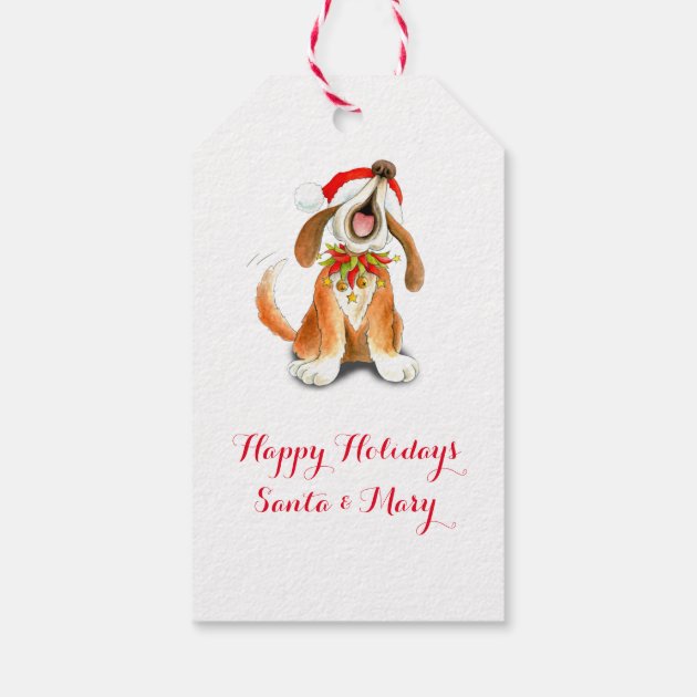 Christmas Carol Singing Dog Gift Tag
