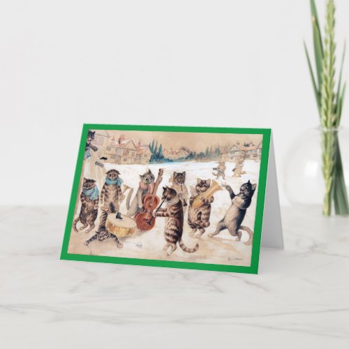 Christmas Carol Singing Louis Wain Card