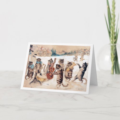 Christmas Carol Singing Louis Wain Card