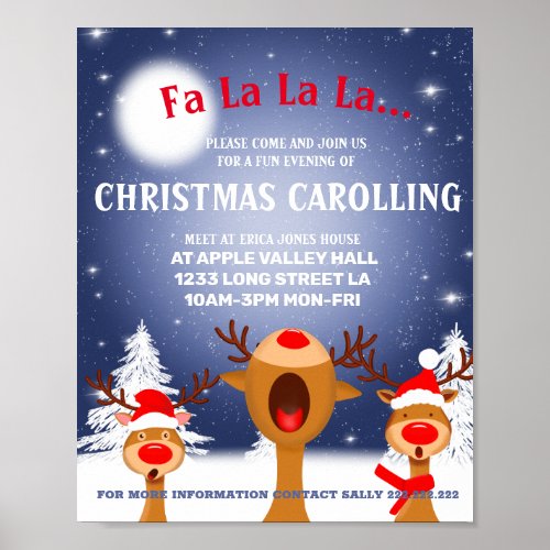 Christmas carol singing party invite poster