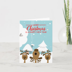 Christmas carol singing reindeer Christmas Invitation