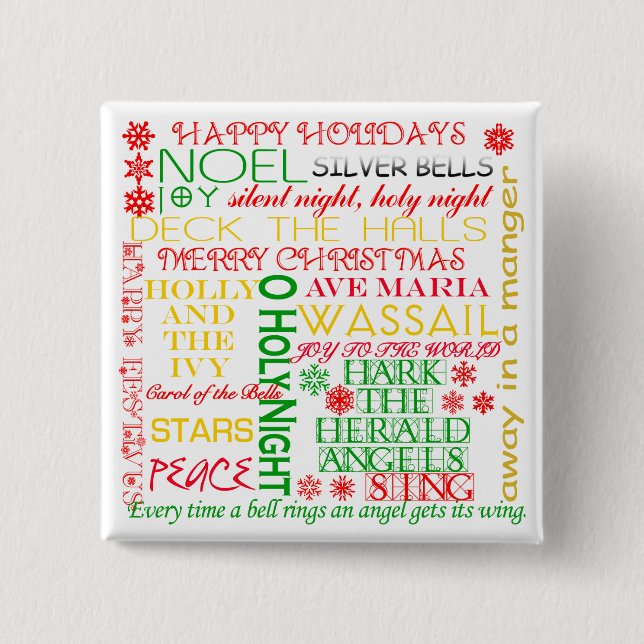 Christmas Carol Titles on Tshirts, Apparel, Gifts Pinback Button (Front)