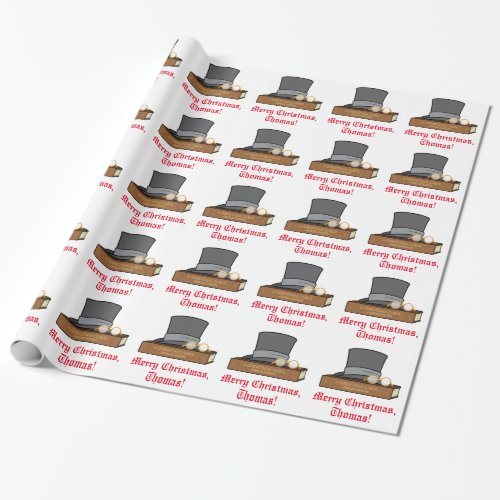 Christmas Carol Top Hat Red Band Customizable Wrapping Paper