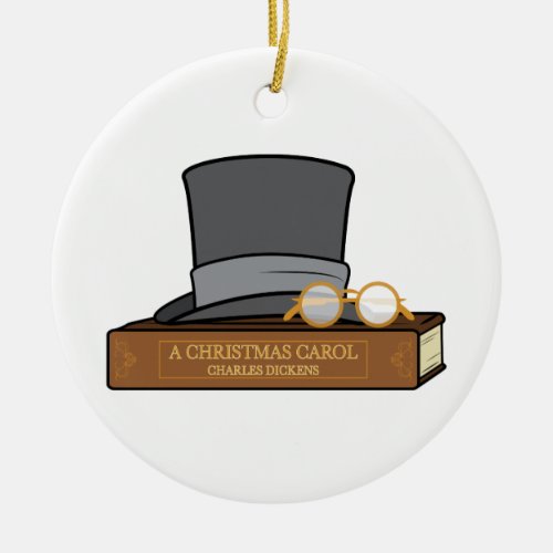 Christmas Carol with Top Hat Ceramic Ornament