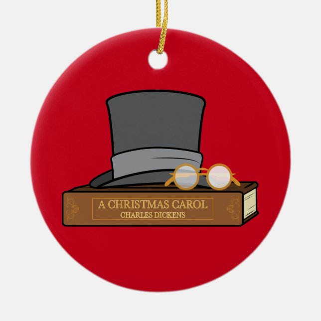 Christmas Carol with Top Hat Ceramic Ornament (Front)