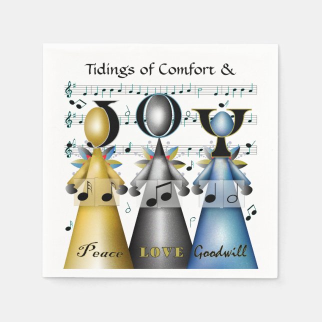 Christmas Carolers Angels Choir Singers Holidays Paper Napkins (Front)