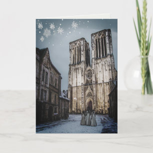 Christmas Carolers at the Cathedral Card