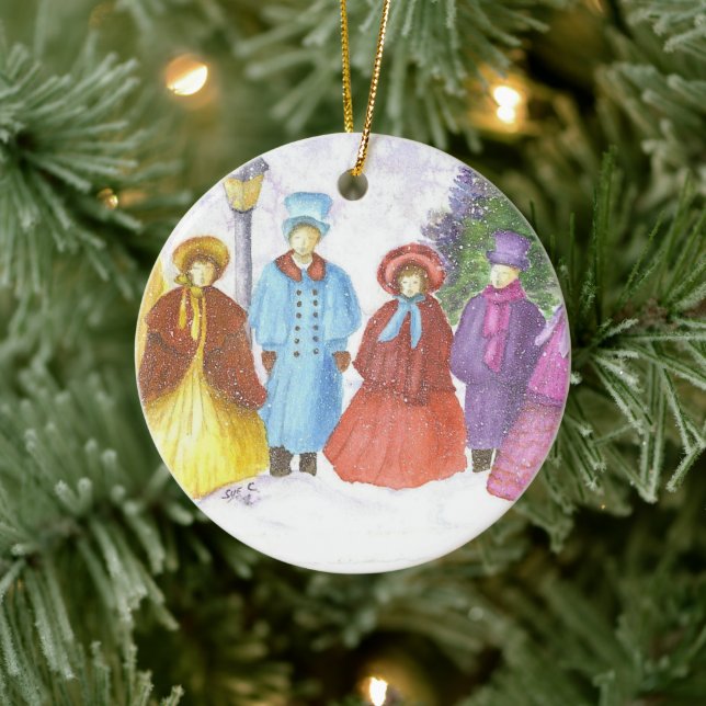Christmas Carolers Ceramic Ornament (Tree)