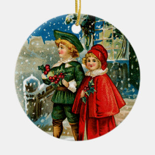 Christmas Carolers Ceramic Ornament