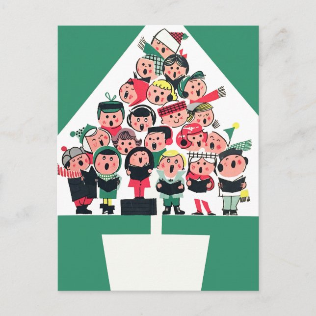 Christmas Carolers Holiday Postcard (Front)