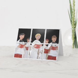 Christmas Carolers In Window Holiday Card