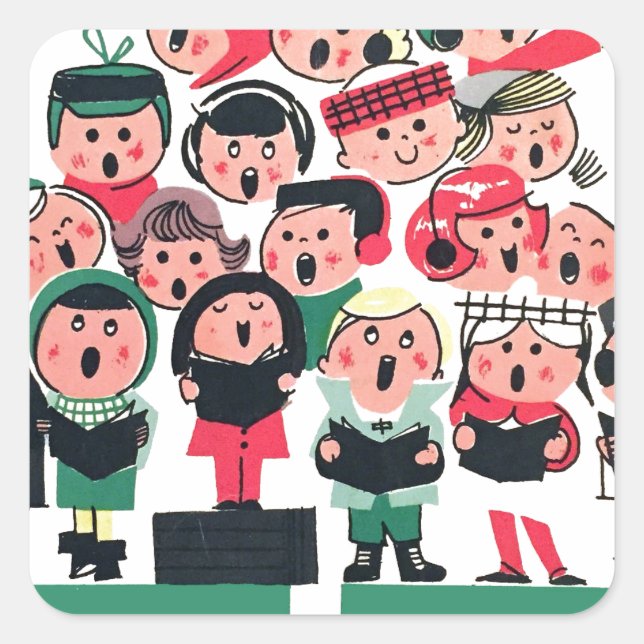 Christmas Carolers Square Sticker (Front)