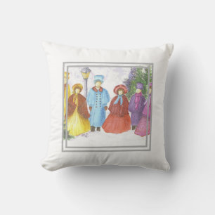 Christmas Carolers Throw Pillow