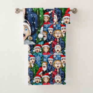 Christmas Caroling Bath Towel Set