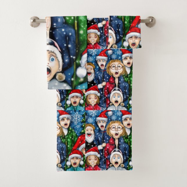 Christmas Caroling Bath Towel Set (Insitu)