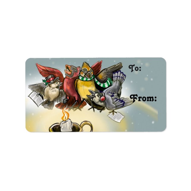 Christmas Caroling Bird Label (Front)