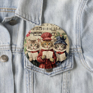 Christmas Caroling Cats Button