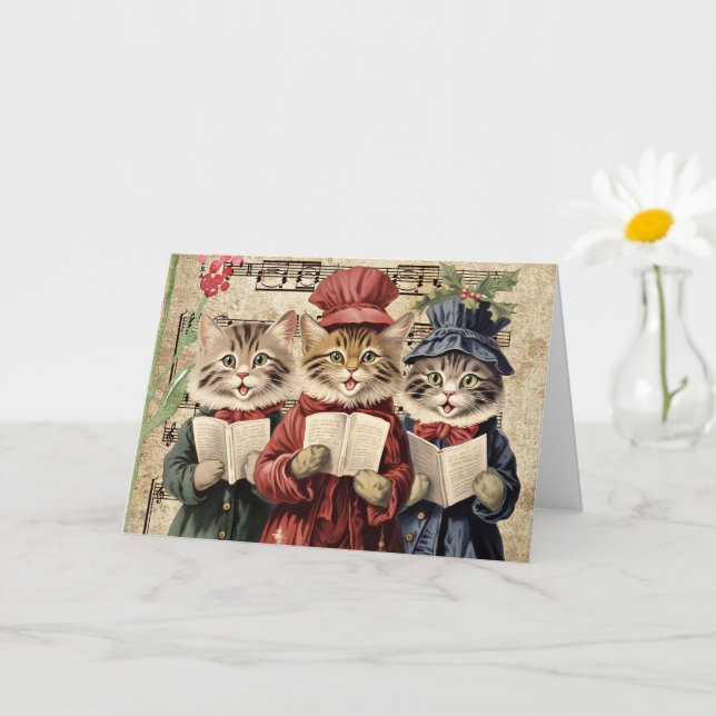 Christmas Caroling Cats Card (Small Plant)