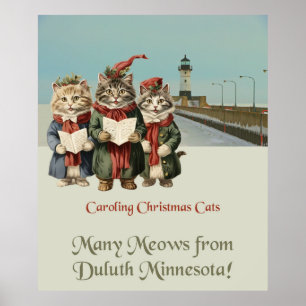 Christmas Caroling Cats Duluth Minnesota Poster
