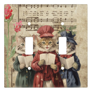 Christmas Caroling Cats,Feline Christmas Choir Light Switch Cover