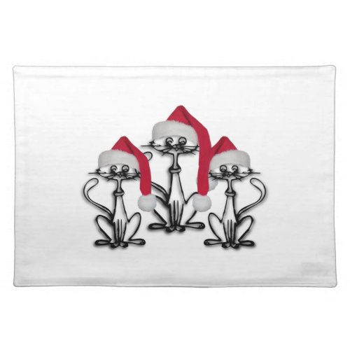 Christmas Caroling Cats Joyous Fun Cloth Placemat