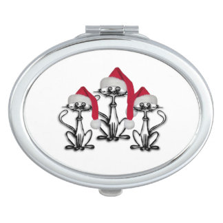Christmas Caroling Cats Joyous Fun Compact Mirror