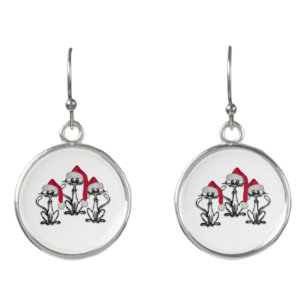 Christmas Caroling Cats Joyous Fun Earrings