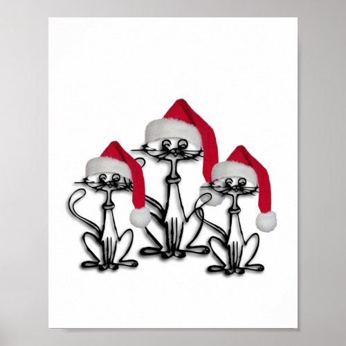 Christmas Caroling Cats Joyous Fun Poster