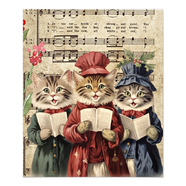 Christmas Caroling Cats Photo Print (Front)