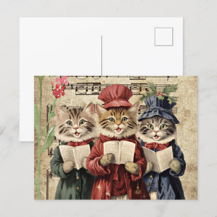 Christmas Caroling Cats Postcard
