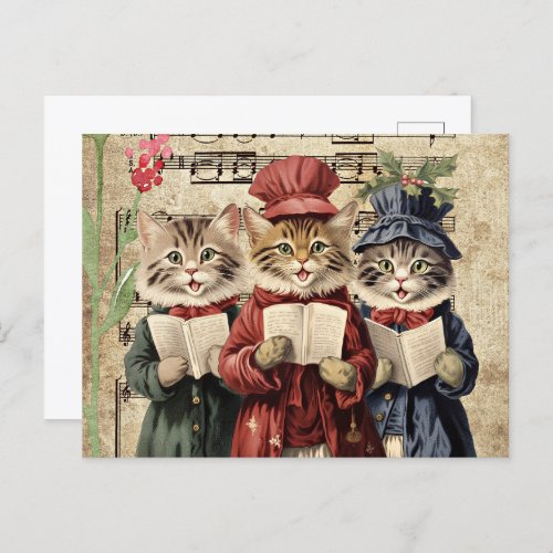 Christmas Caroling Cats Postcard