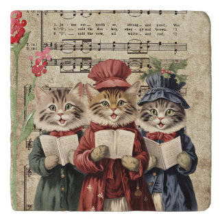 Christmas Caroling Cats Trivet