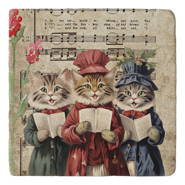 Christmas Caroling Cats Trivet (Front)