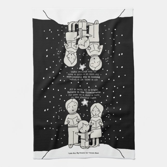 Christmas Caroling Kitchen Towel (Vertical)