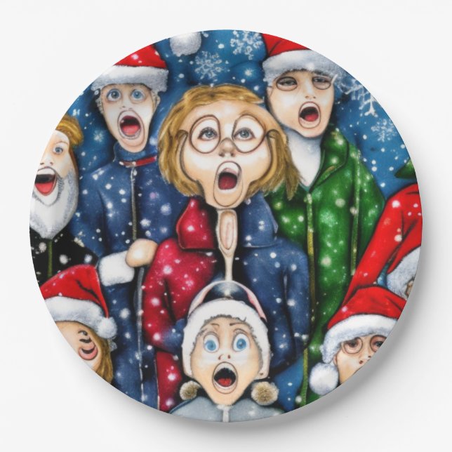 Christmas Caroling Paper Plates (Front)