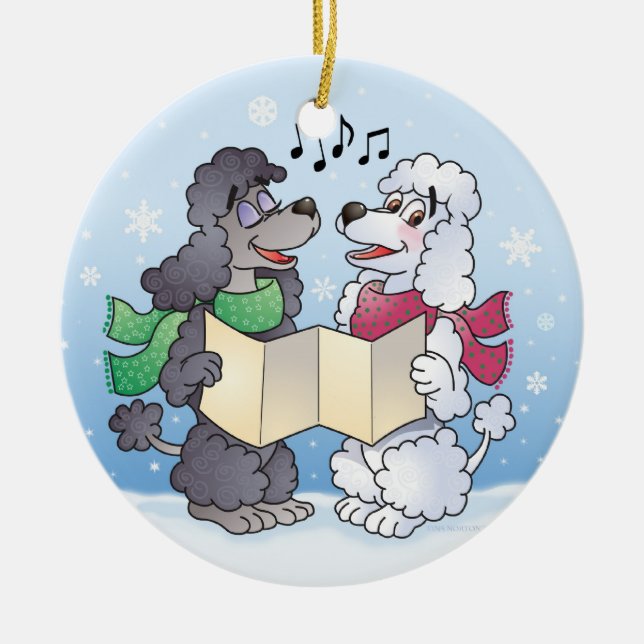 Christmas Caroling Poodles  Ornament (Front)