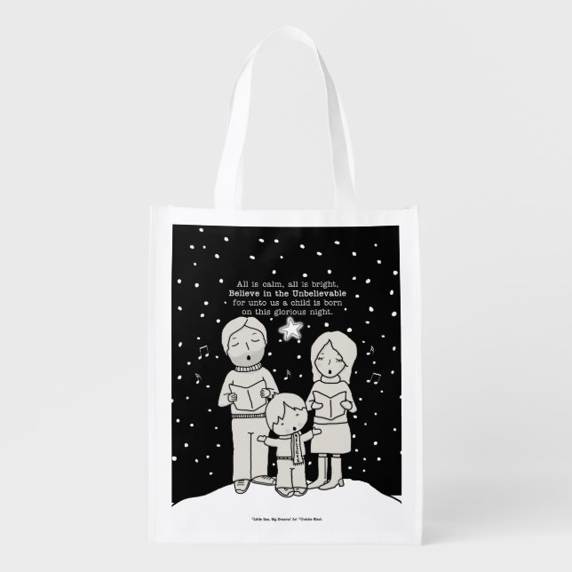 Christmas Caroling Reusable Grocery Bag (Front)