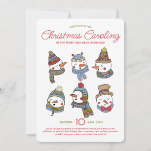 Christmas Caroling Snowmen Holiday Singalong Invitation