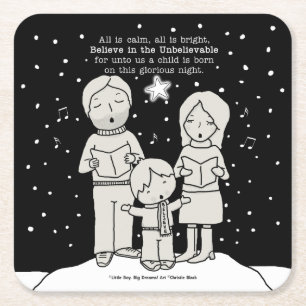Christmas Caroling Square Paper Coaster