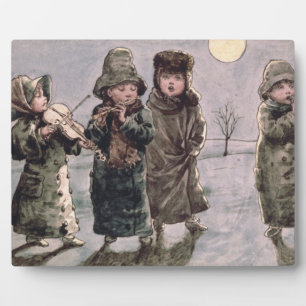 Christmas Caroling (w/c on paper) Plaque