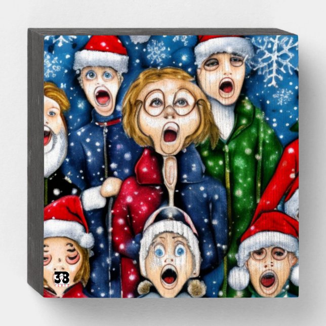Christmas Caroling Wooden Box Sign (Front Horizontal)