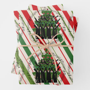 Christmas Carollers Singing Carols Christmas Tree Wrapping Paper Sheets