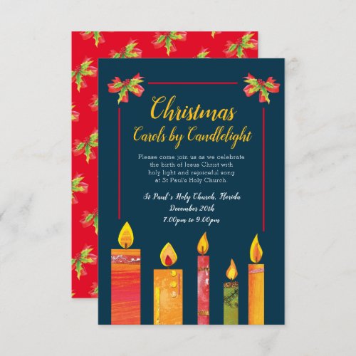 Christmas carols by candlelight candles art invitation