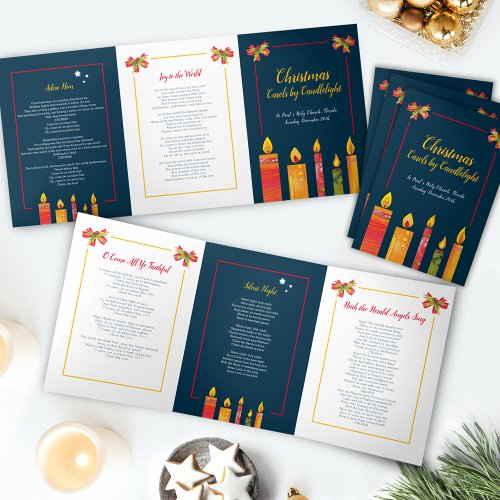 Christmas carols by candlelight song sheets Tri_Fold program