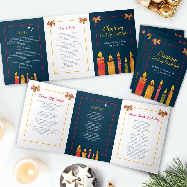 Christmas carols by candlelight song sheets Tri-Fold program (Creator Uploaded)