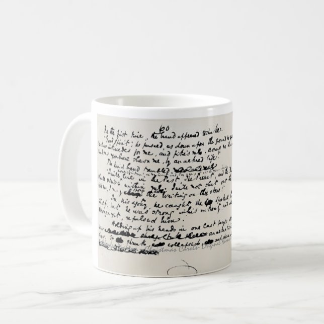 CHRISTMAS CAROLS CHARLES DICKENS MANUSCRIPT COFFEE MUG (Front Left)