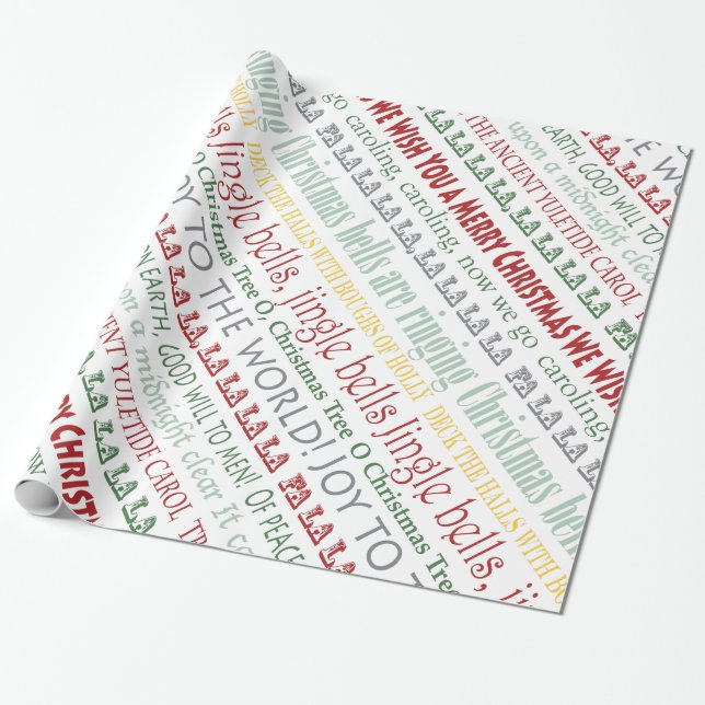 Christmas Carols Favorite Holiday Songs Holiday Wrapping Paper (Unrolled)