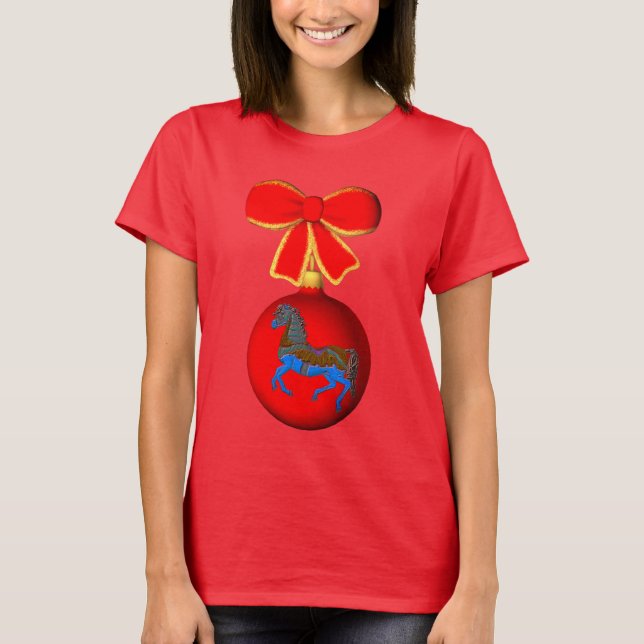 Christmas Carousel Horse Cute Holiday  T-Shirt (Front)
