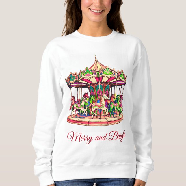 Christmas Carousel in Candy Stripes Sweatshirt (Front)