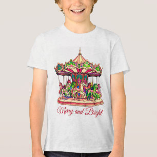 Christmas Carousel in Candy Stripes Tri-Blend Shirt